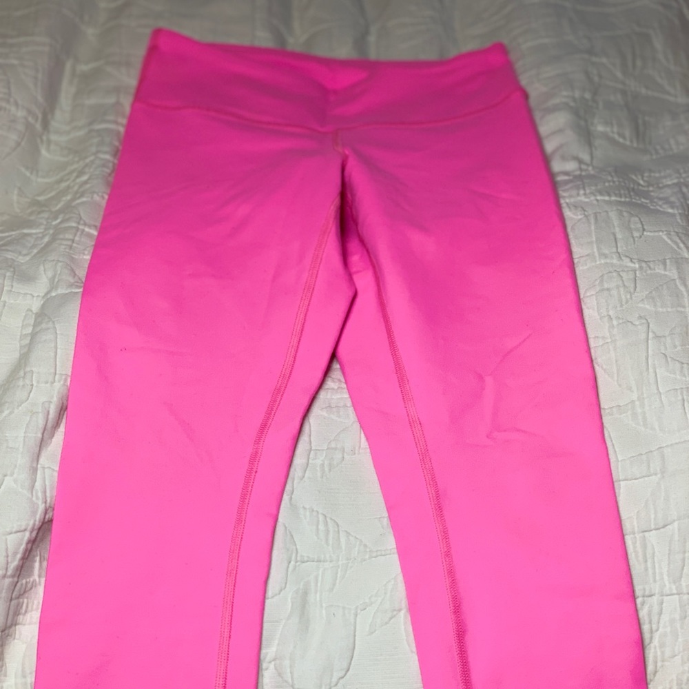 Hot pink ankle length yoga pants
